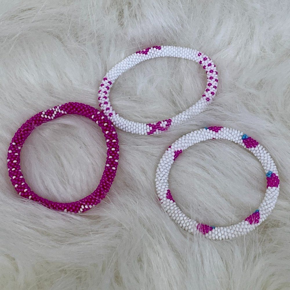 ALL PROFITS TO CHARITY! HAND CRAFTED in Nepal Beaded Bracelets (set of 3) #1002 - Picture 4 of 4